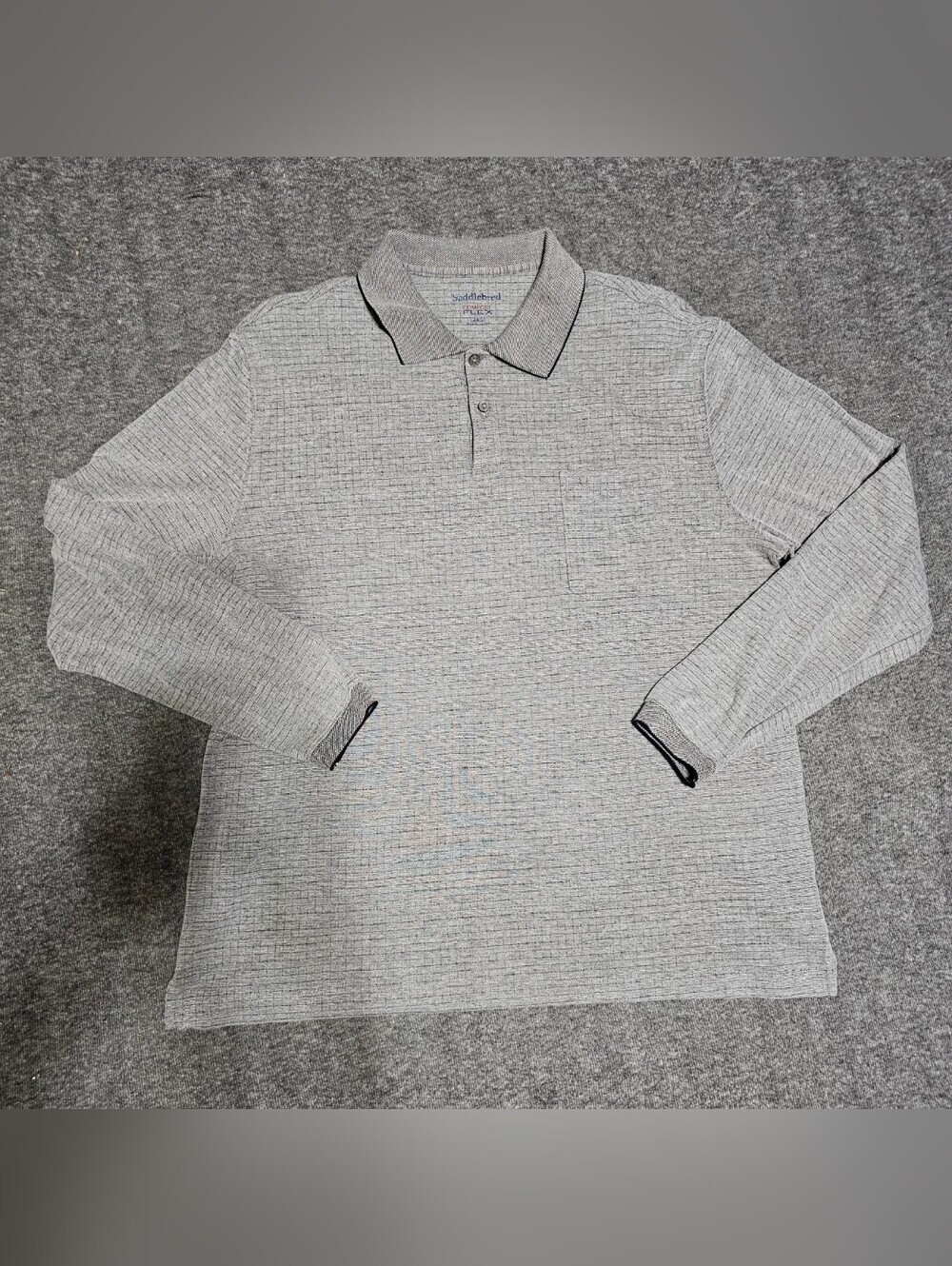 Saddlebred Comfort Flex Gray Long Sleeve Polo Large